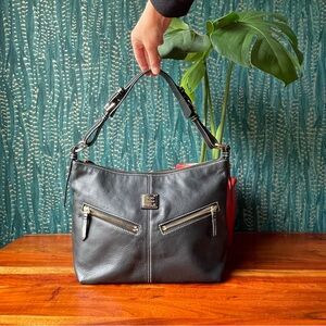 Rare Vintage Dooney & Bourke Large Black Leather Mary Hobo Tote Bag Purse